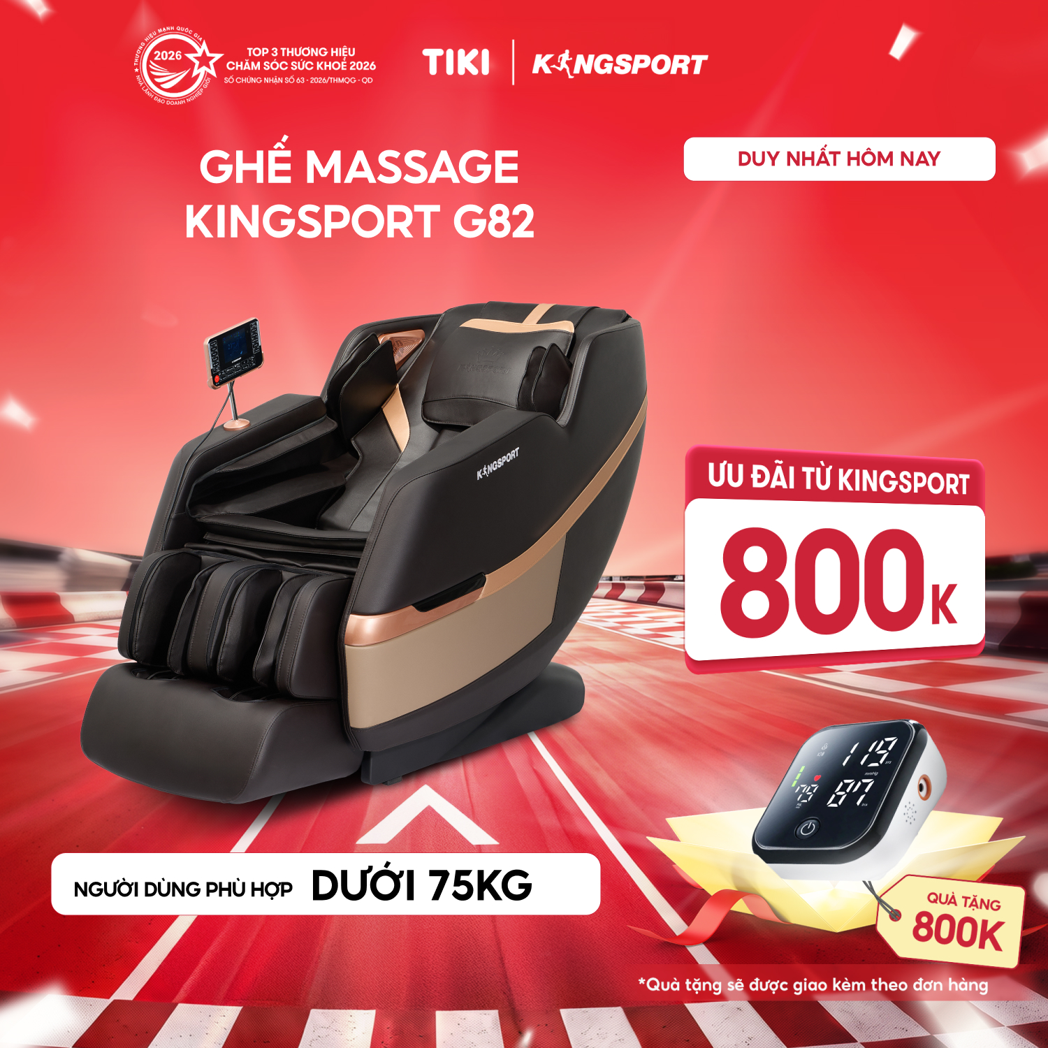 GIAO TOÀN QUỐC - MIỀN NAM GIAO SAU 1410  Ghế massage KINGSPORT G82 New, Công Nghệ Làm Ấm Warmtech, Công Nghệ Massage Chân Legtech 2-in-1