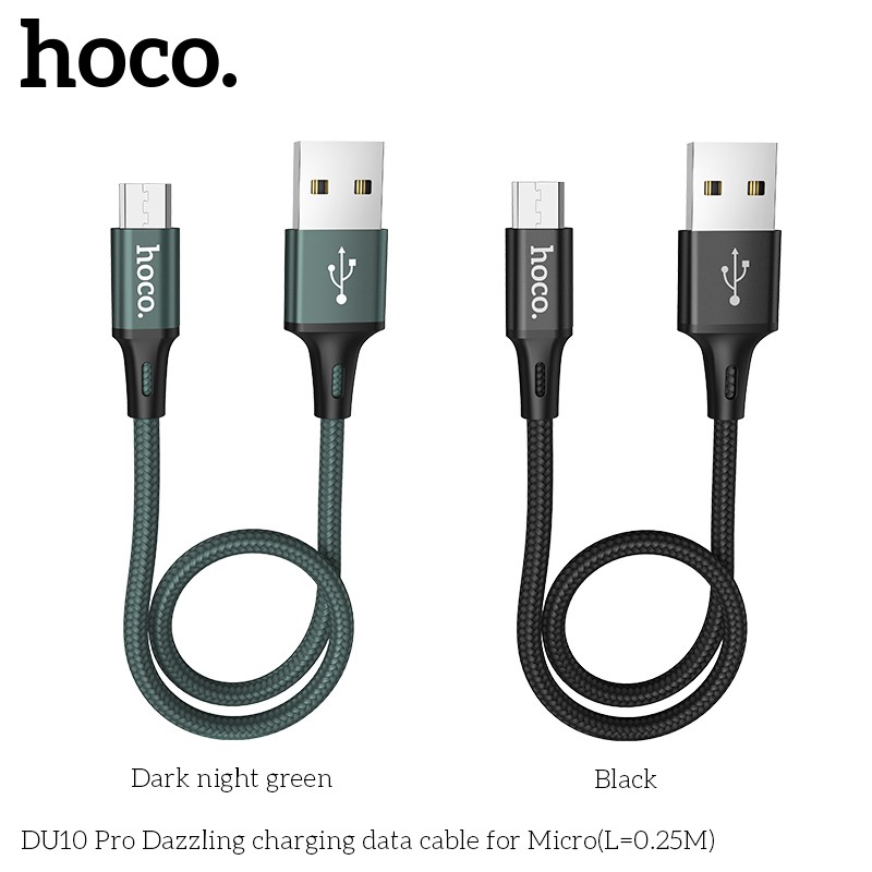 Cáp sạc nhanh dây dù Micro 3.0A Hoco DU10 Pro - dài 0.25m - hàng chính hãng