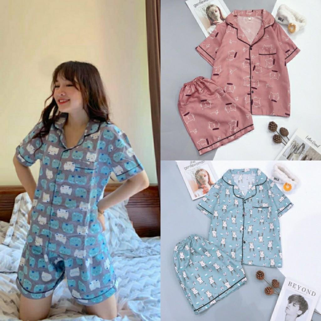 Mẫu mới về Bộ ngủ quần cộc áo cộc pijama kate thái cực hot hit bộ pyjama bộ pizama