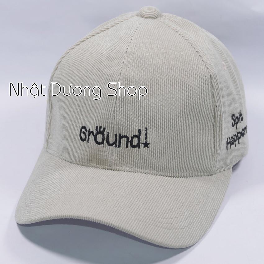 Mũ lưỡi trai ️ Nón kết thêu hình chữ Ground chất liệu nhung tăm cao cấp form unisex nam nữ