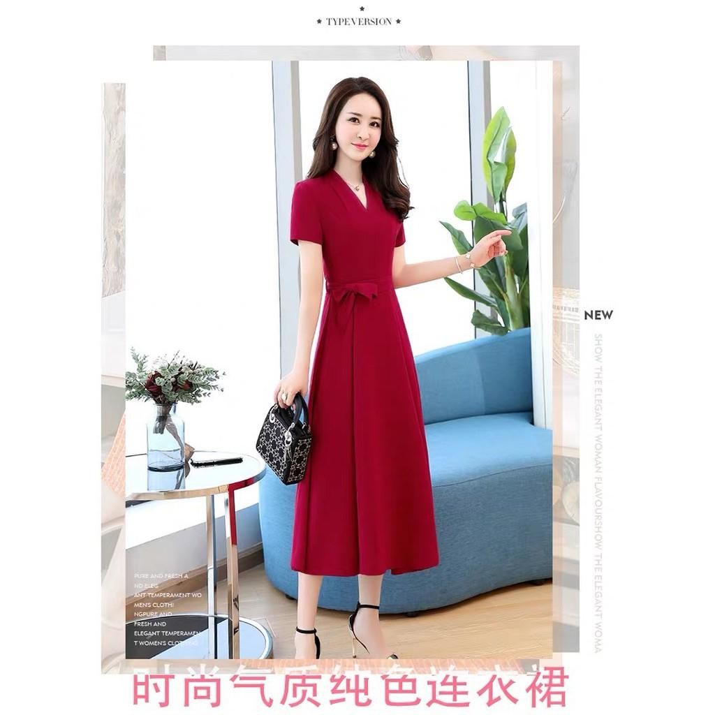 Đầm cổ V công sở quý phái