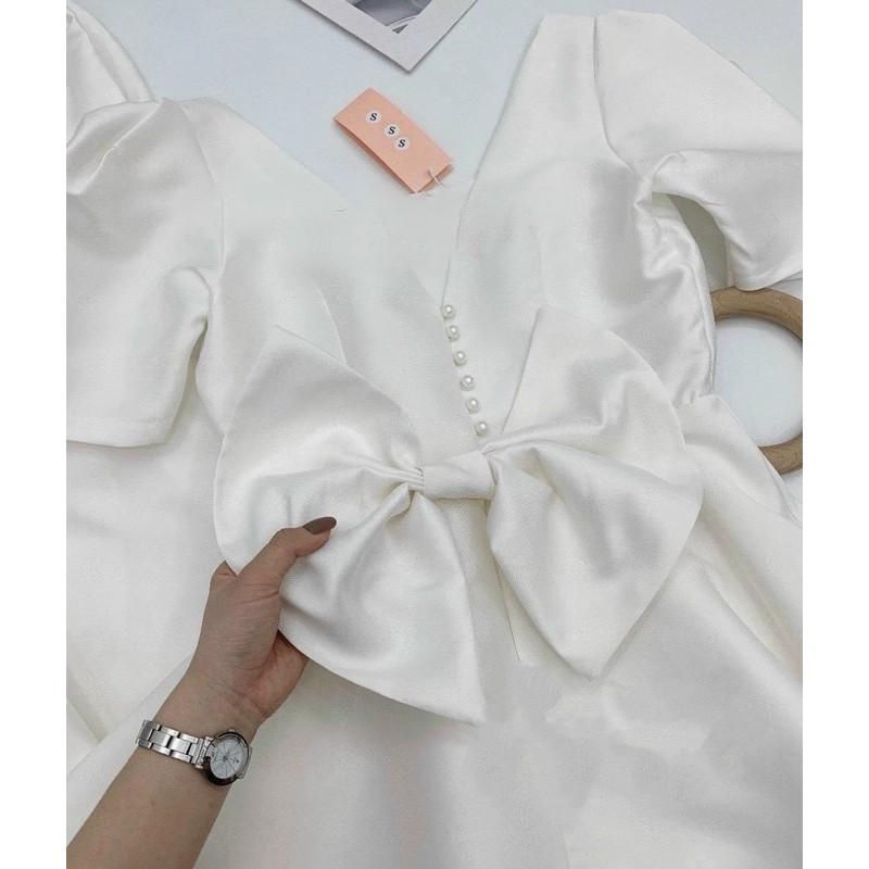 Đầm xoè Vintages Công Chúa Phối Nơ Ngọc- MS317V mm đi chơi dự tiệc đám cưới, du lịch MM