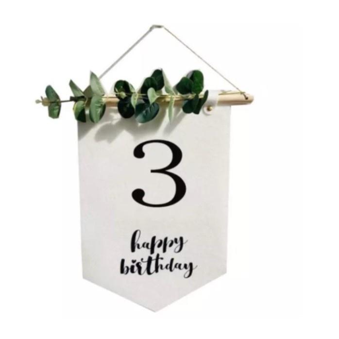 Banner in số tuổi sinh nhật kèm Lá  Trang trí sinh nhật Happy birthday phong cách Hàn Quốc Hot 2022