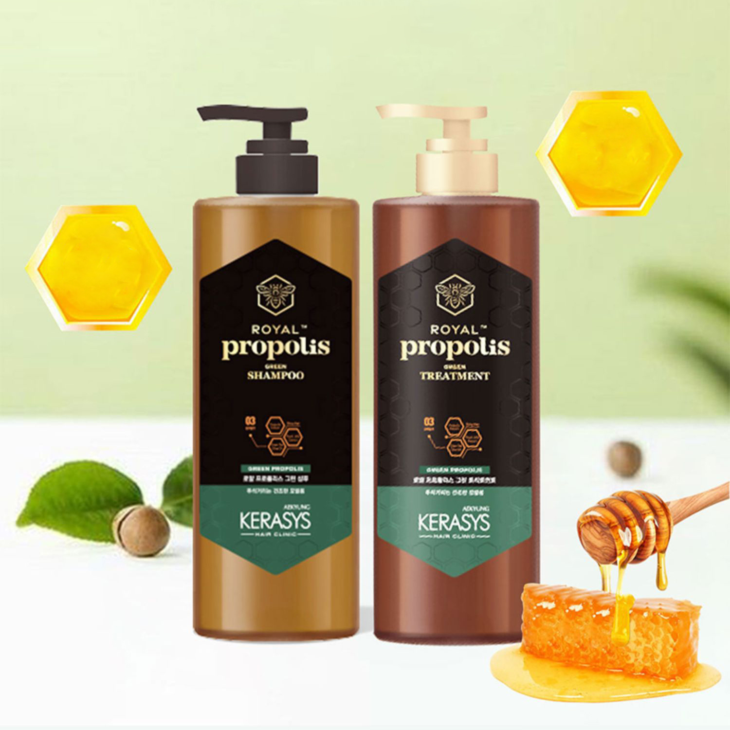 Dầu gội xả Kerasys Royal Propolis dành cho tóc mỏng yếu, tóc không vào nếp Hàn Quốc 500ml