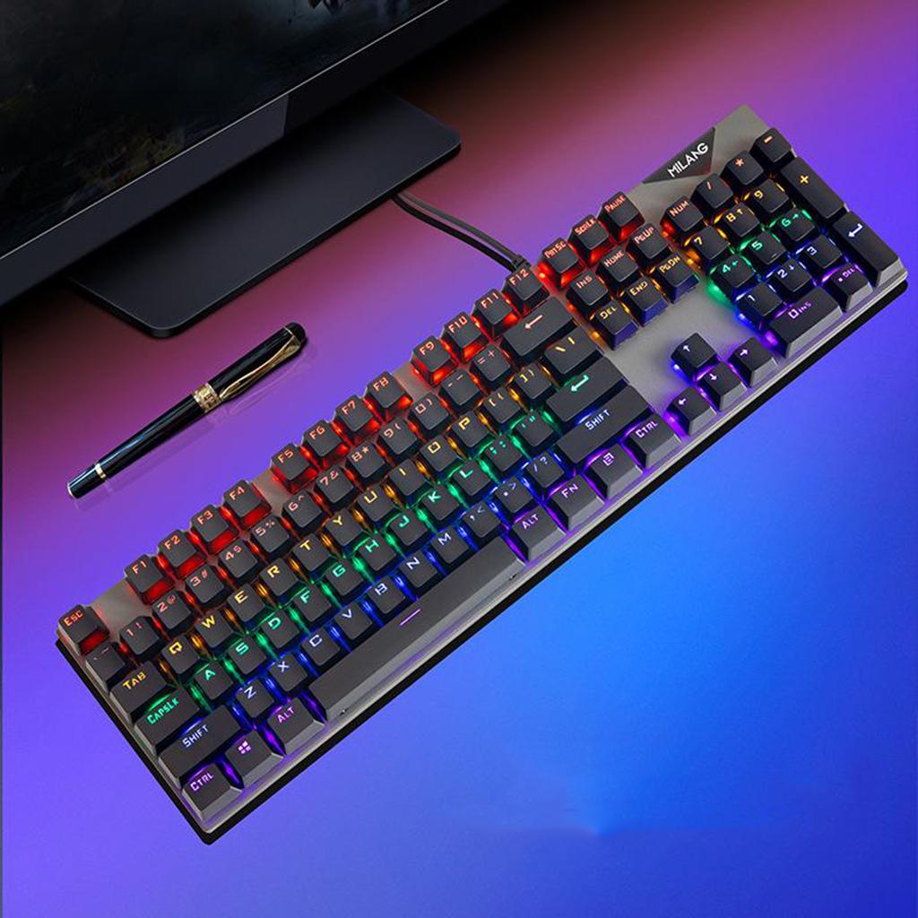 USB Wired Gaming Mechanical Keyboard 104 Key,Multi Color RGB Illuminated LED Backlit