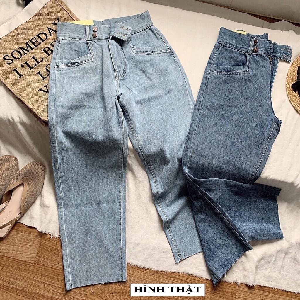 QUẦN JEANS BAGGY NỮ LƯNG CAO TRƠN FORM CHUẨN – QUẦN BÒ NGỐ BASIC