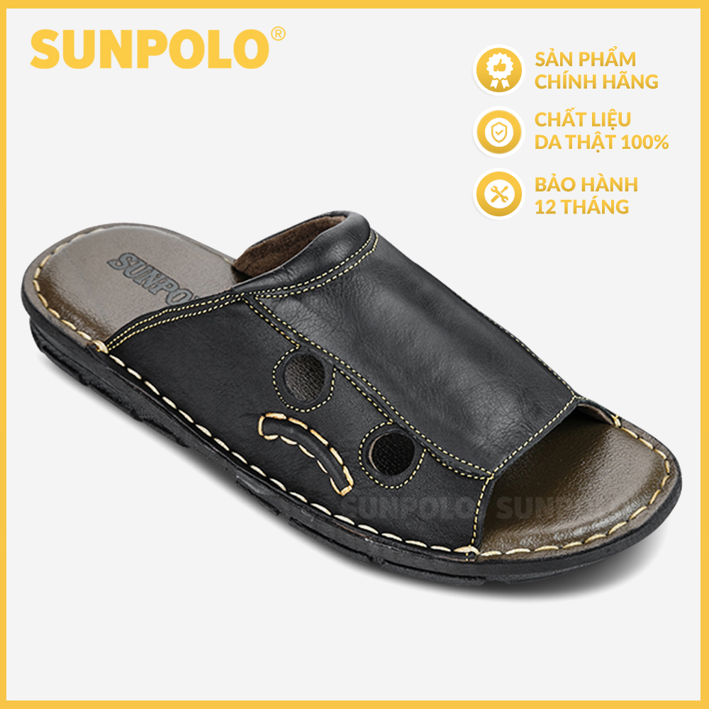 Dép Quai Ngang Nam Da Bò SUNPOLO AQN015