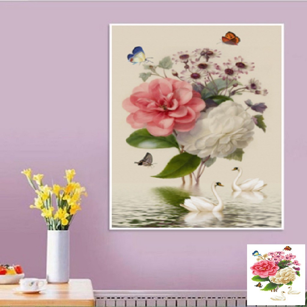 Tranh thêu chữ thập An Nhiên Hạnh Phúc (43x59cm) chưa thêu