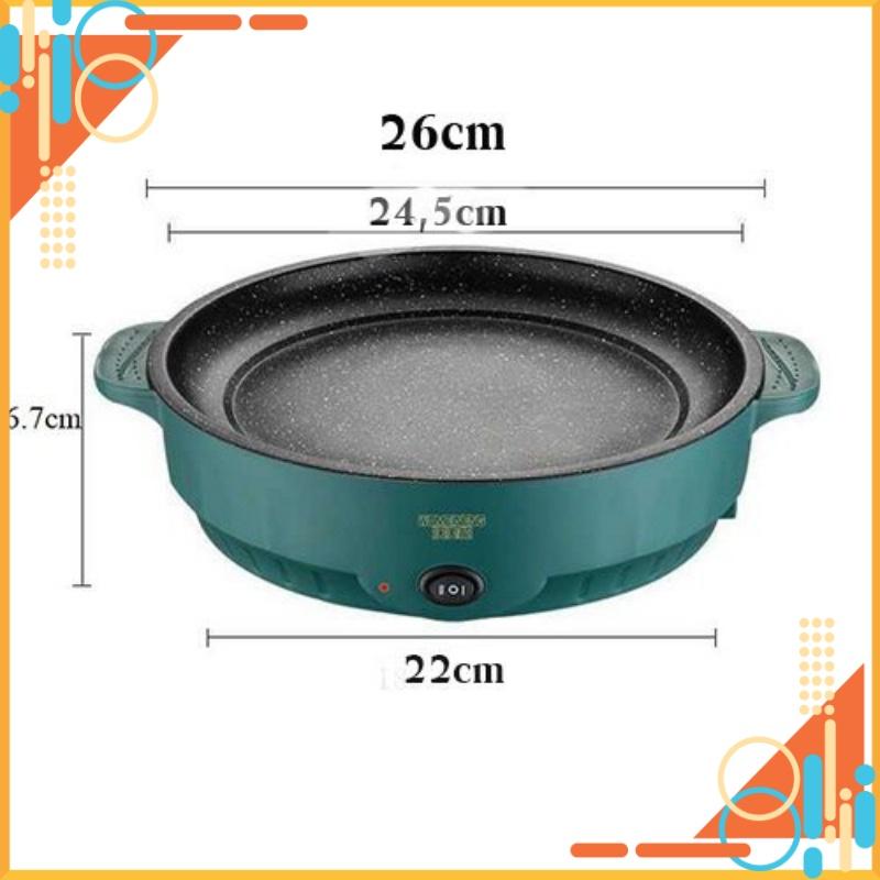 Chảo Nướng Điện Đa Năng Mini Chống Dính 26cm Bếp Nướng Điện Không Khói BBQ Hàn Quốc Cực Xinh