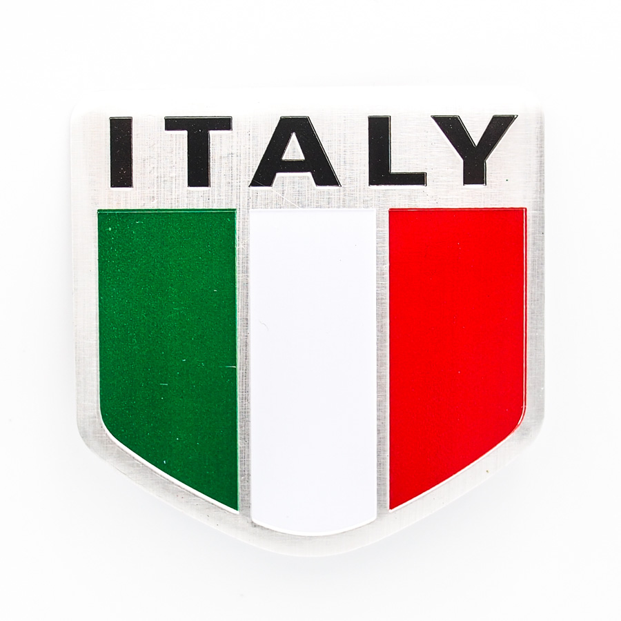 Sticker hình dán metal cờ Ý Italia - miếng lẻ - Khiên 5x5cm