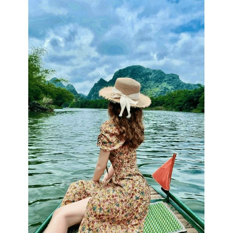 ĐẦM XÒE HOA NỮ CỰC XINH THỜI TRANG QUÝ PHÁI HỌA TIẾT HOA SANG CHẢNH