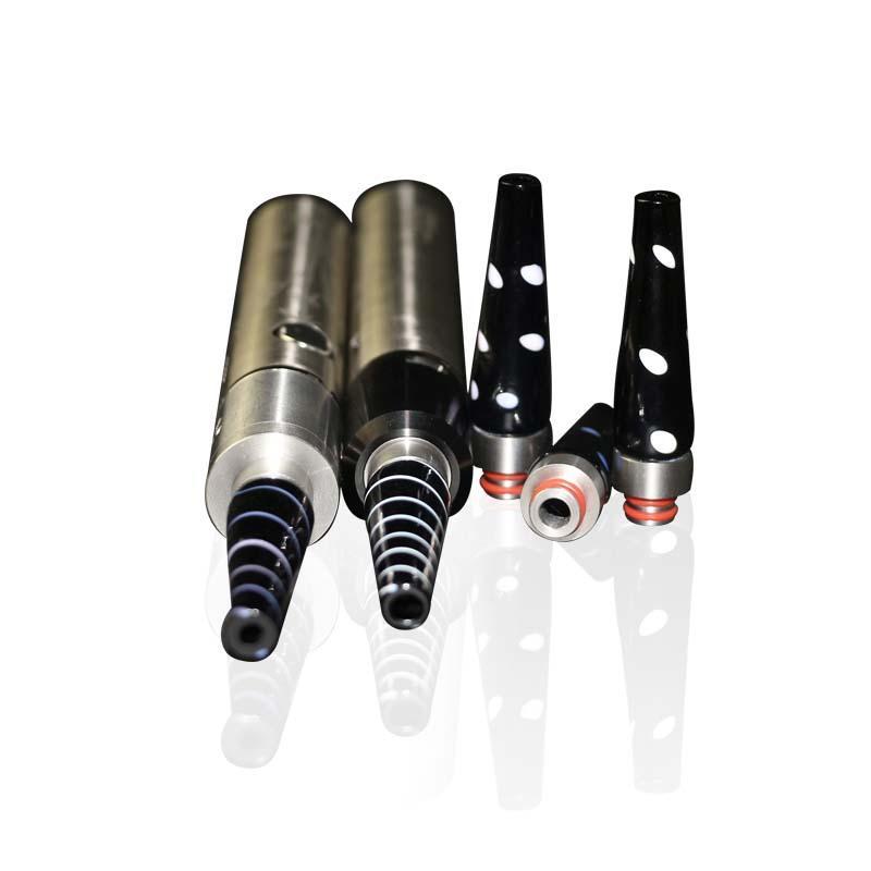 Stainless Steel with Glass Wide Bore Long 510 Thread Drip Tip - D