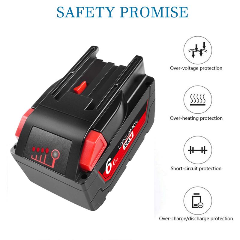 28V 6000MAh Pin Lithium Cho Milwaukee V28 Pin Cho Milwaukee 28V 28 48-11-2830 0730-20 49-24-0187 Dụng Cụ Sạc Màu Sắc: 2 Cái