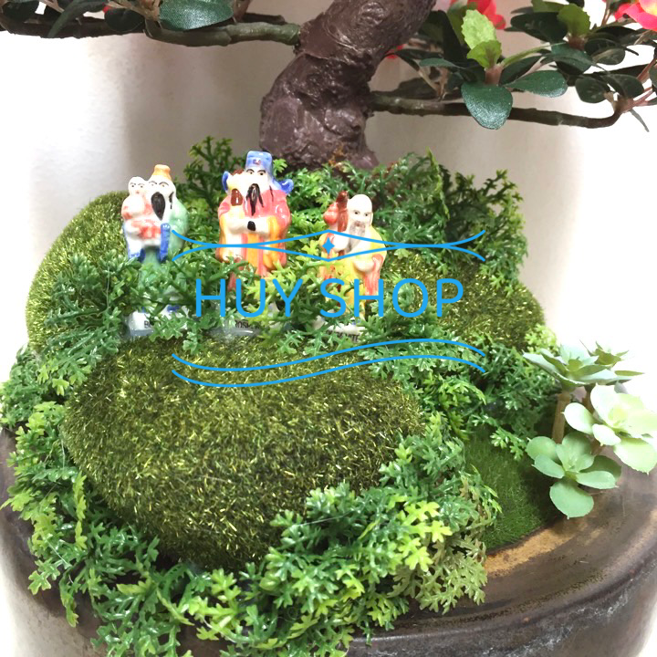 Chậu Bonsai Hoa TƯỜNG VY nhân tạo trang trí nhà cửa