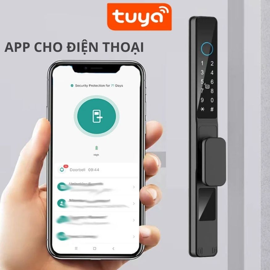 Khóa Thông Minh Kachi MK42 - Chuyên Dụng Cửa Nhôm Xingfa, Cửa Kính | Mở Khóa Qua App Tuya, Vân Tay, Thẻ Từ | Chống Nước IP65 - hàng chính hãng