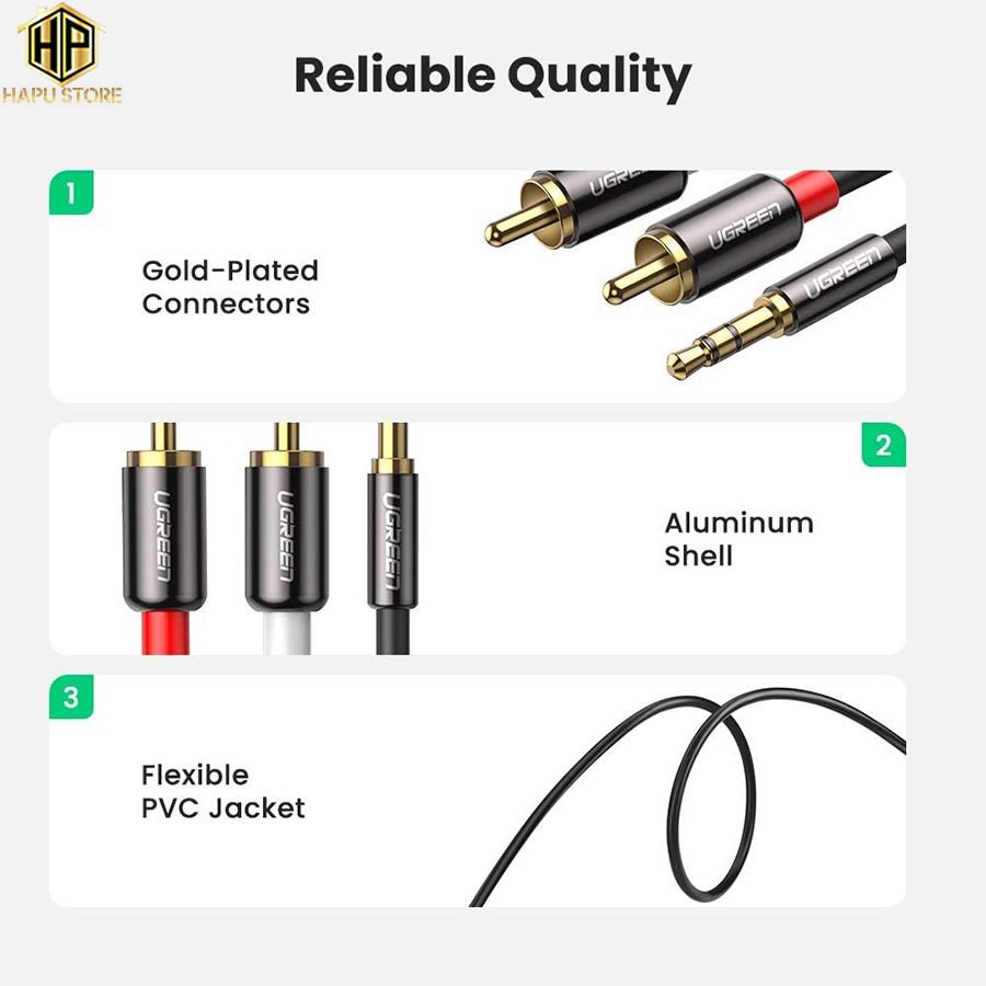 Cáp Audio 3.5mm ra 2 đầu RCA Ugreen 10584 dài 2m chính hãng -Hàng Chính Hãng