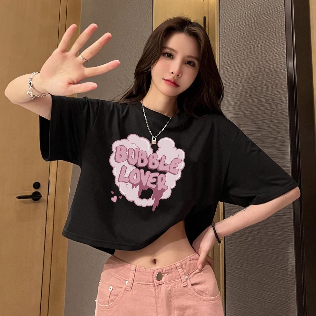 Áo croptop nữ tay ngắn cổ tròn vải thun cotton kiểu hàn quốc CR075 Miucho in Graphic