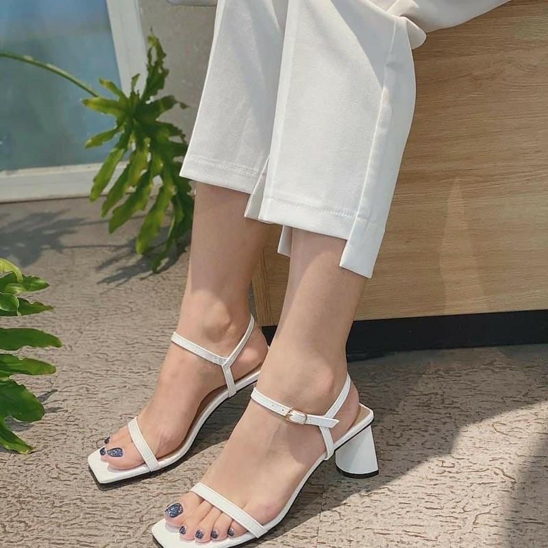 SANDAL QUAI MẢNH GÓT TRỤ COLEE 5P - SANDAL QUAI NGANG GÓT 5P CHẤT DA MỀM ÊM - FORM RỘNG NÊN LÙI 1 SIZE