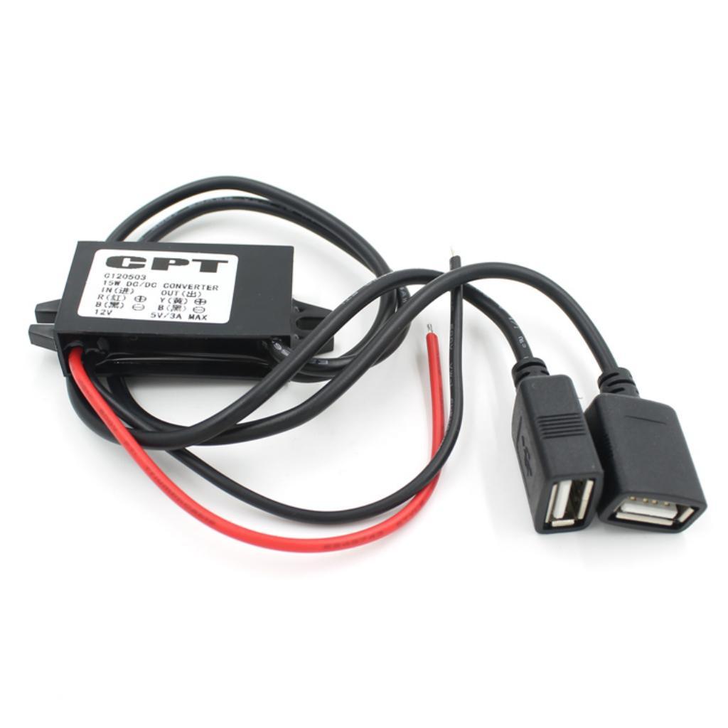 Dual Double 2 USB DC-DC Car Converter Module 12V To 5V 3A 15W Power Adapter