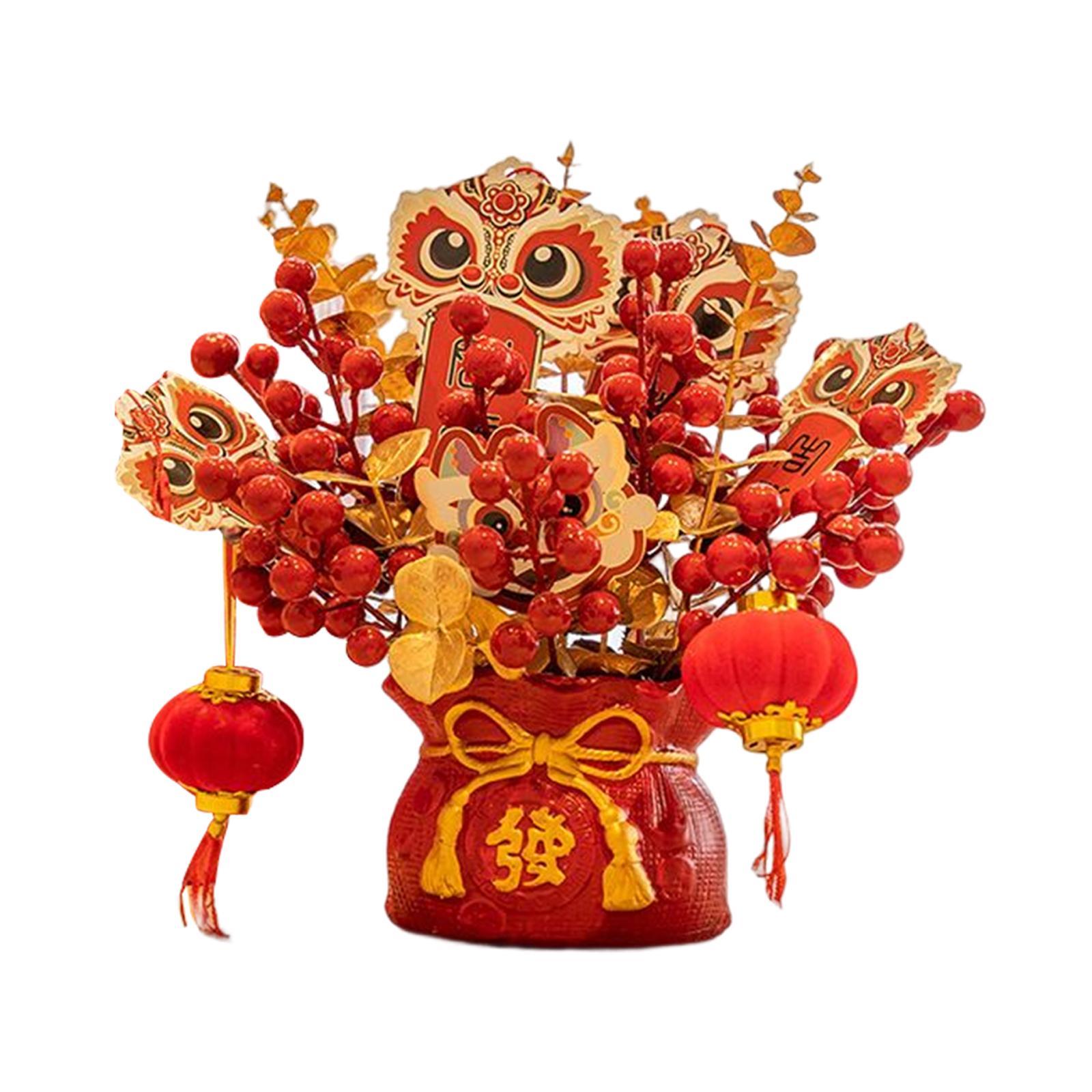 2Pcs Artificial Potted Flower Bonsai Hotel New Year  Indoor