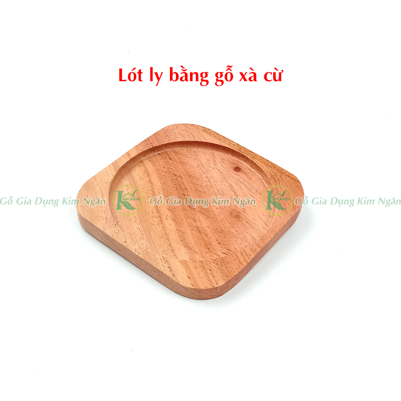 Lót Ly Gỗ Vuông Lòng Tròn Gỗ Tự Nhiên, Lót Ly Gỗ Xà Cừ Gỗ Thông (Giá Lẻ 1 Cái) - Gỗ Kim Ngân