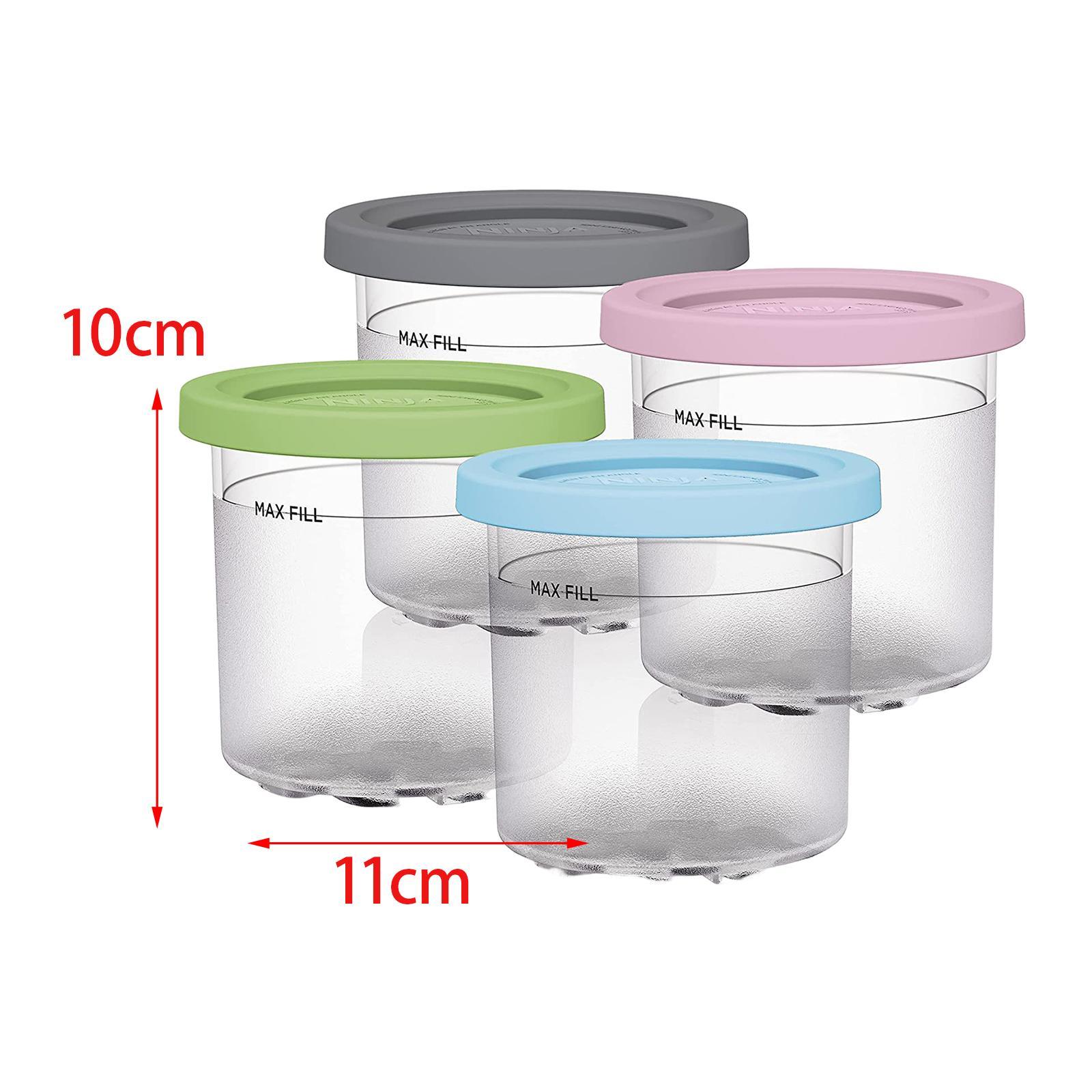 4Pcs Freezer Food Storage Tubs with Silicone Lid for Kitchen Restaurant