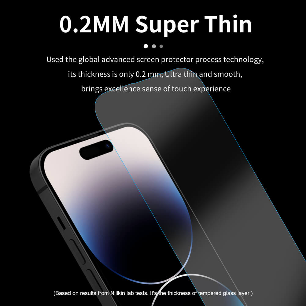 Miếng dán kính cường lực cho iPhone 14 Pro (6.1 inch) Nillkin Amazing H+ Pro (mỏng 0.2 mm, vát cạnh 2.5D, chống trầy, chống va đập) - hàng nhập khẩu