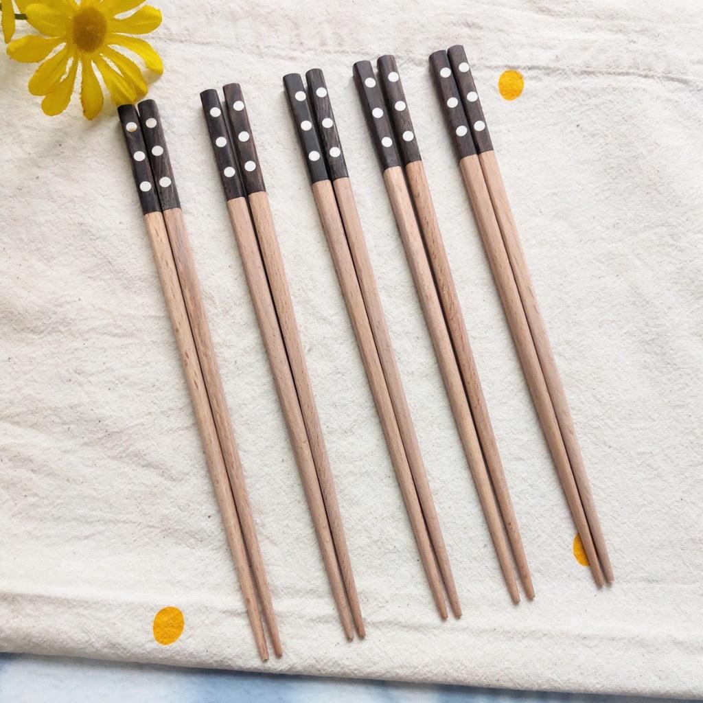 ĐŨA GỖ BEECH KHẢM THỦ CÔNG 23CM, ĐŨA ĂN CƠM AN TOÀN, CHỤP ẢNH TRANG TRÍ SANG TRỌNG