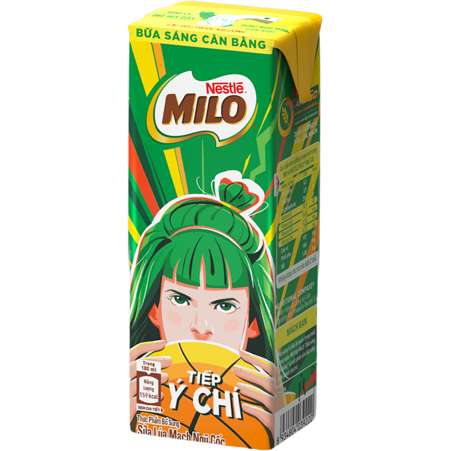 Combo 2 thùng sữa lúa mạch Nestlé MILO bữa sáng (36 hộp x 180ml) [Tặng 1 trái banh Milo]