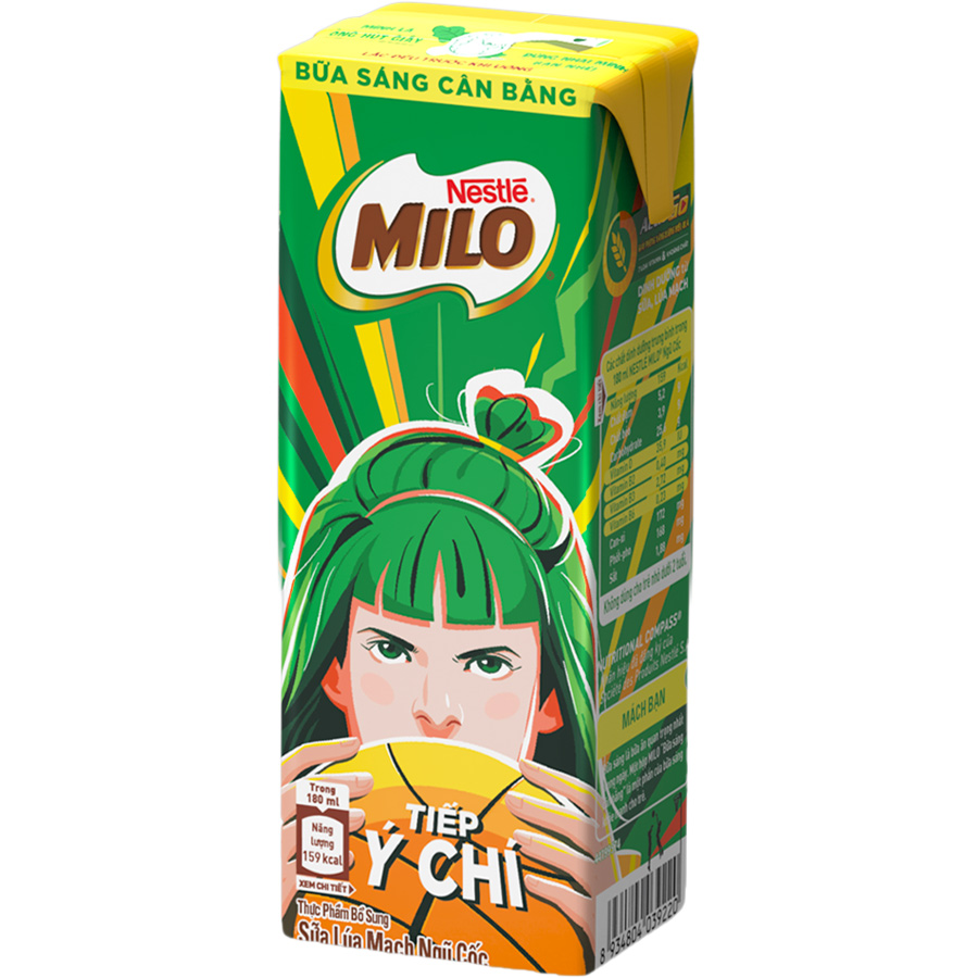 Sữa Lúa Mạch Nestlé Milo Bữa Sáng Thùng 36 Hộp x 180ml (12x3x180ml) - [Tặng Túi Đeo Chéo Hình Giày - Giao mẫu ngẫu nhiên]