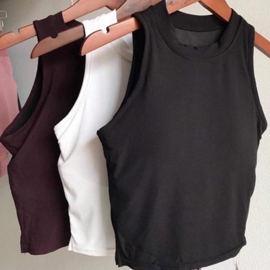 Áo Tập Thể Thao (ba lỗ/croptop) Mixi Top 3 màu trắng, đen, mận dễ phối (có mút, thấm hút tốt, co giãn)