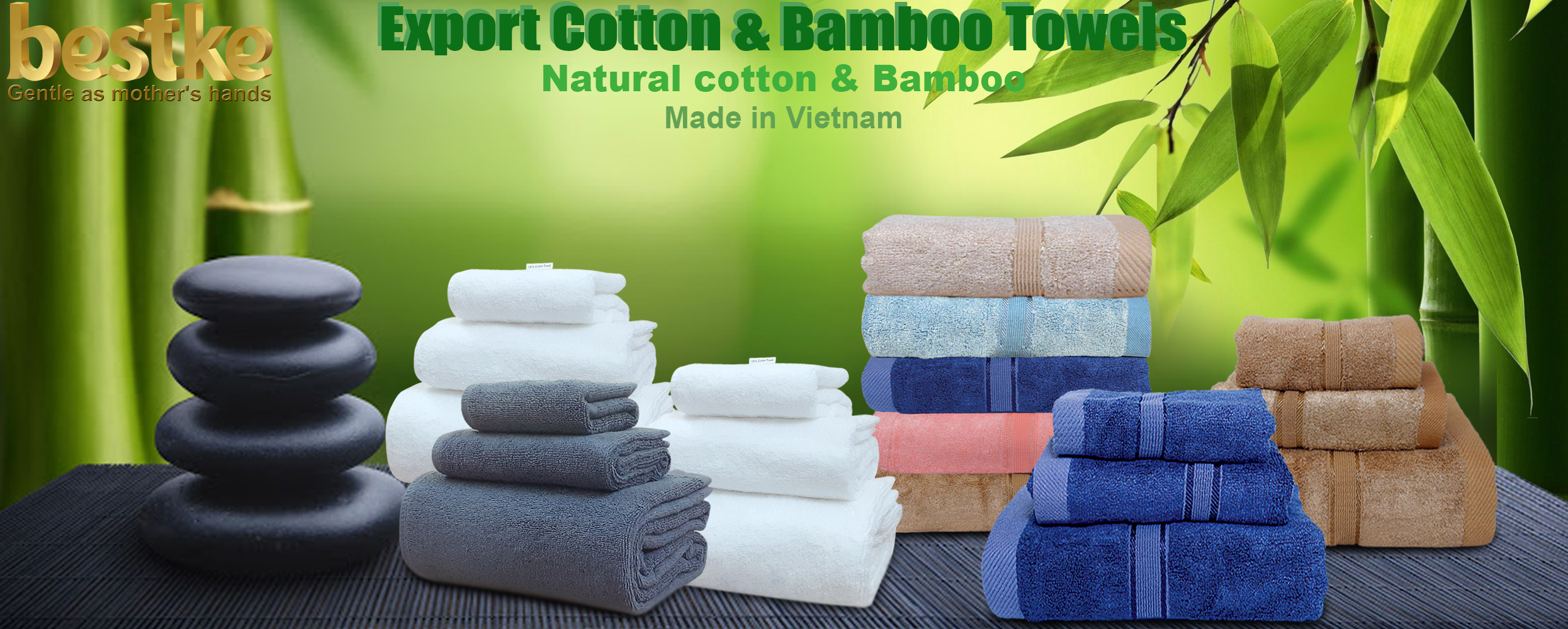 Bộ 3 khăn tắm, khăn gội, khăn mặt bestke 100% cotton, siêu thấm hút nhanh, mềm mại, không xù lông, không phai màu, trọng lượng 580g/bộ, towels manufacturer