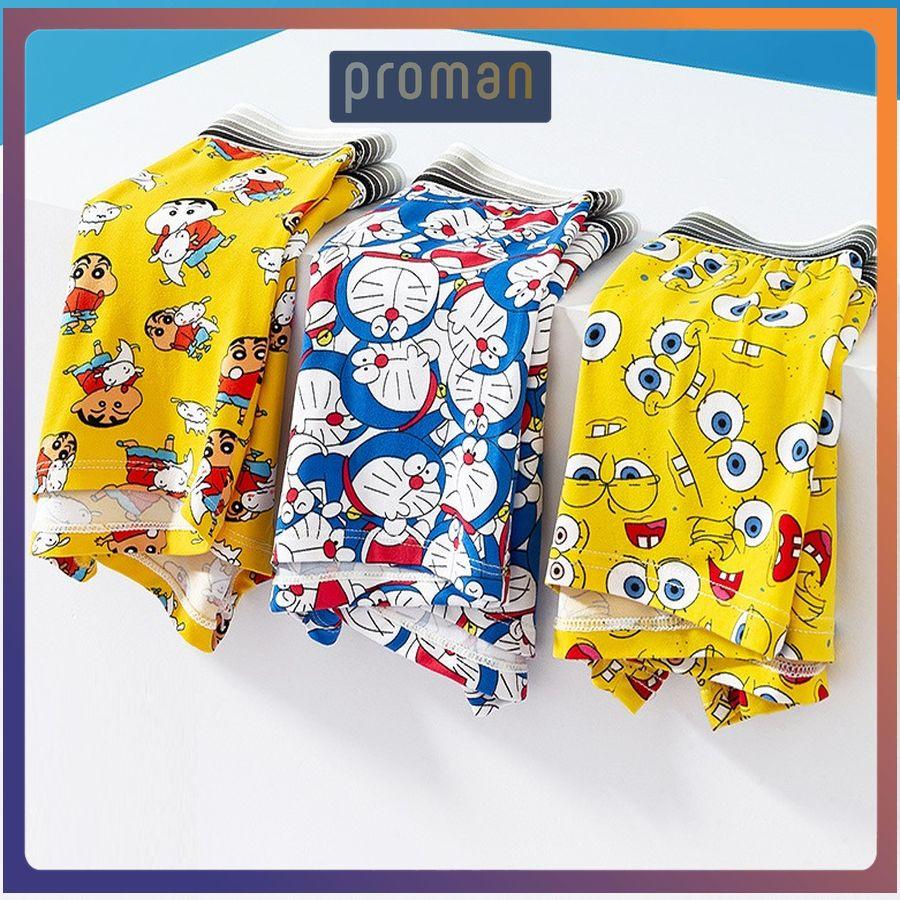 Quần lót nam in hình doremon, Quần sịp nam đùi sịp hình Cotton hoạt hình co dãn 4 chiều SIH02 - PROMAN