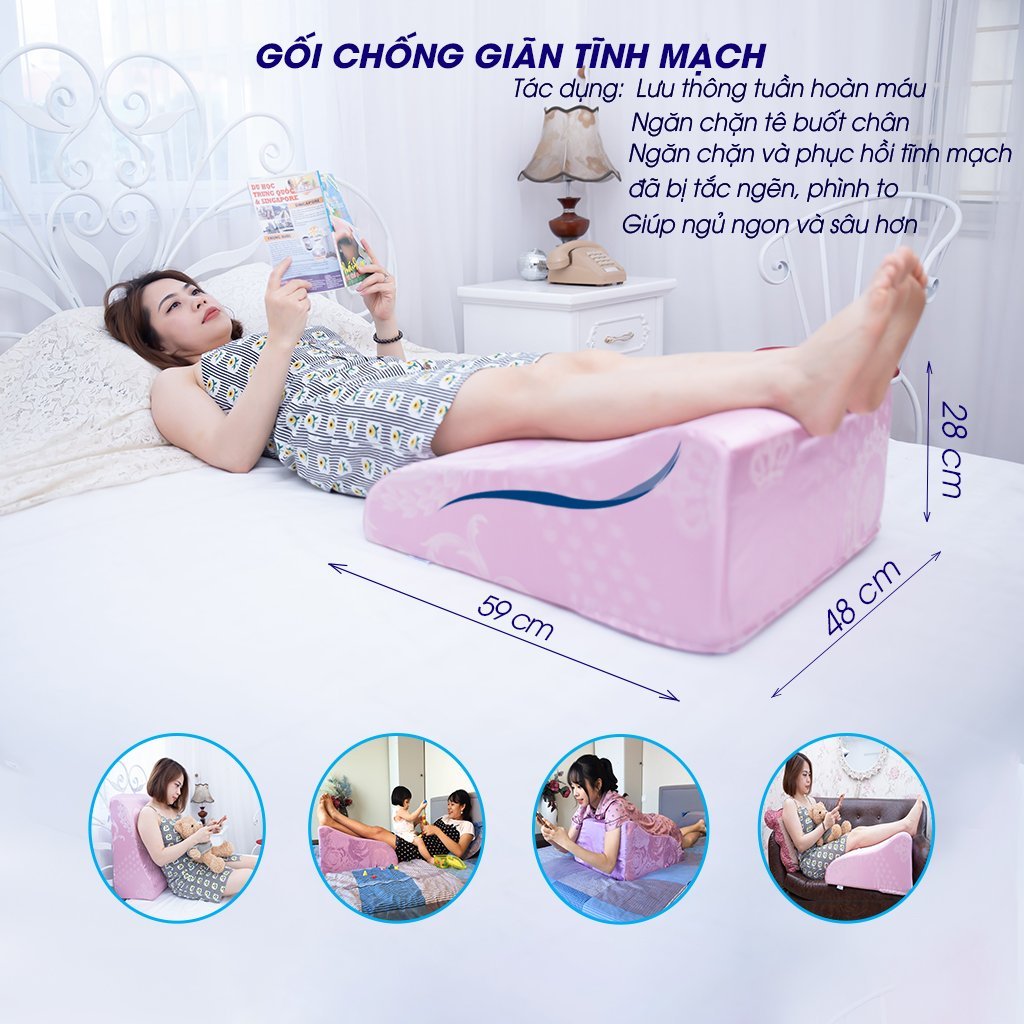 VỎ GỐI CHỐNG GIÃN TĨNH MẠCH - 28CM  MÀU ĐỎ ĐỖ QUYÊN