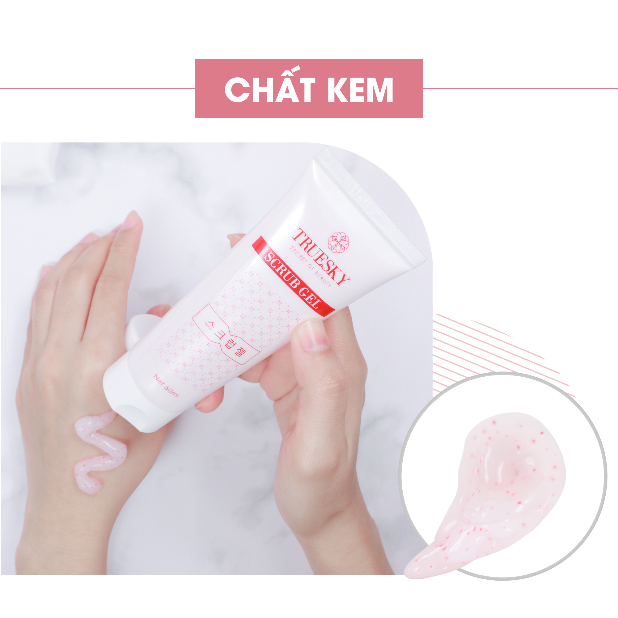 Gel tẩy tế bào chết Truesky chiết xuất trà xanh dùng được cho mặt và toàn thân 60ml - Scrub Gel