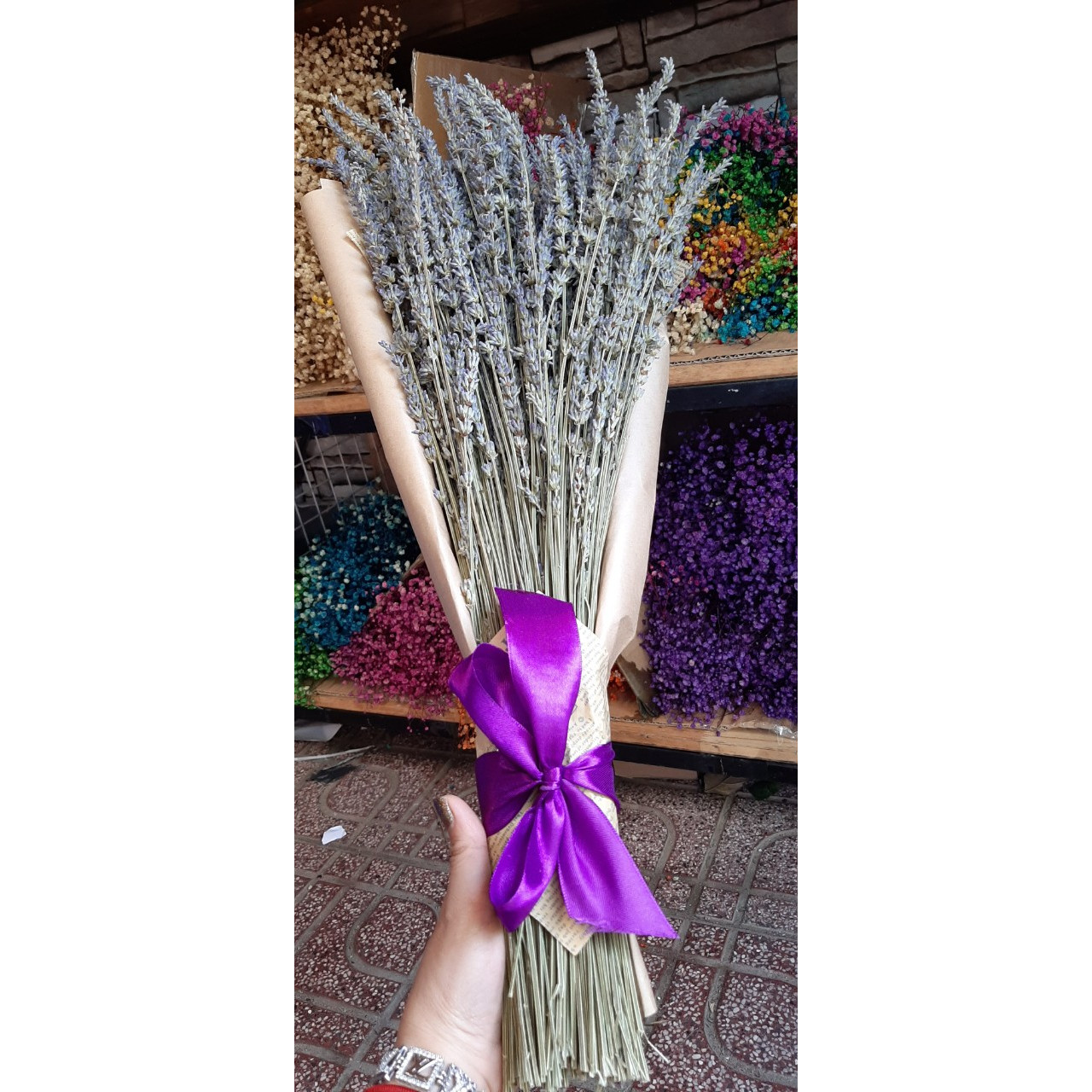 Bó hoa khô hoa lavender 130g tặng kèm túi thơm - Nhập từ Anh