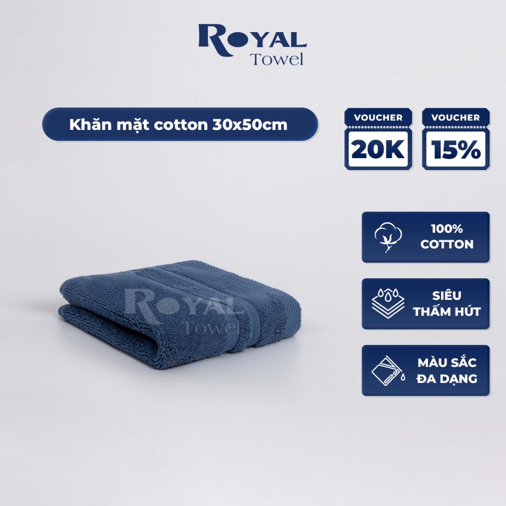 Khăn mặt Royal 30x50cm với sợi bông cotton dày thấm hút tốt, không ra màu, không đổ lông