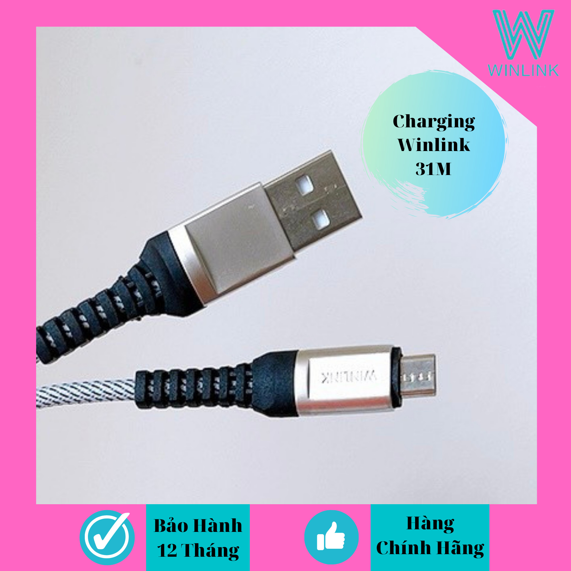 DÂY SẠC WINLINK DÀI 2M CHÂN MICRO CHO SMART PHONE ANDROID -WL31M - Hàng chính hãng