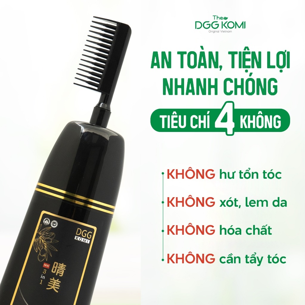 Lược nhuộm tóc thảo dược DGG KOMI Việt Nam nhuộm tóc bán vĩnh viễn chiết xuất thiên nhiên dạng chai 350ml