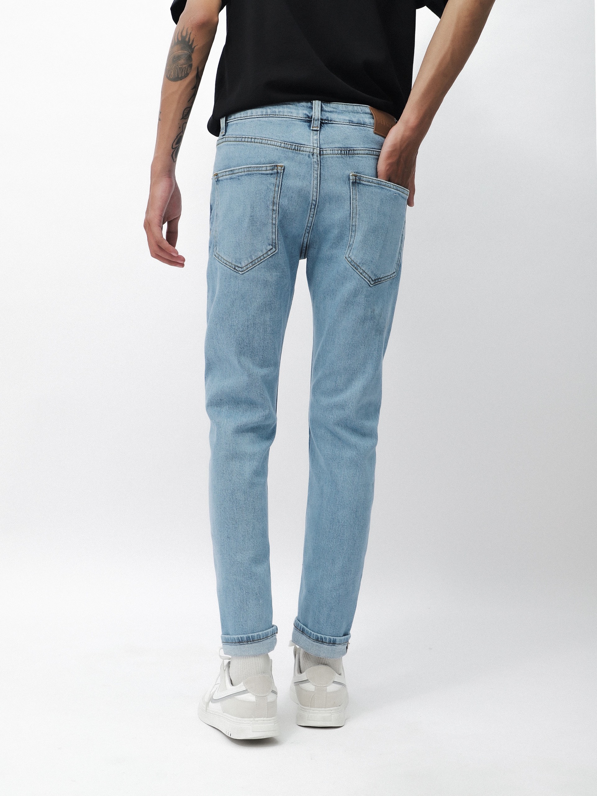 Quần jean xanh trơn DF form slim fit - JEAN BLUE 220952 | LASTORE MENSWEAR