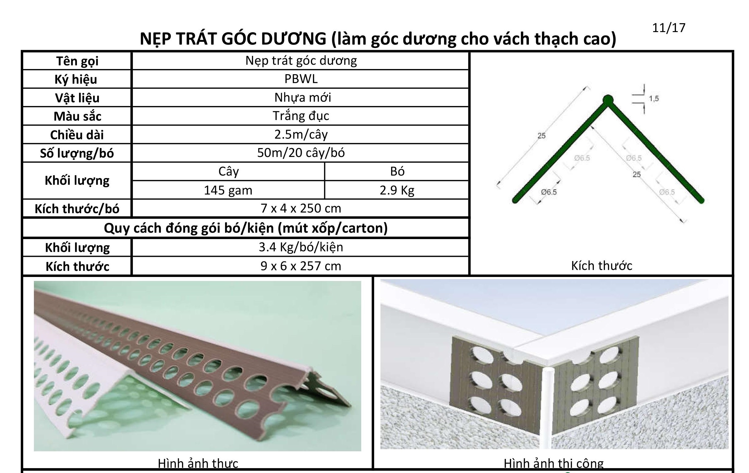NẸP TRÁT GÓC DƯƠNG PBWL
