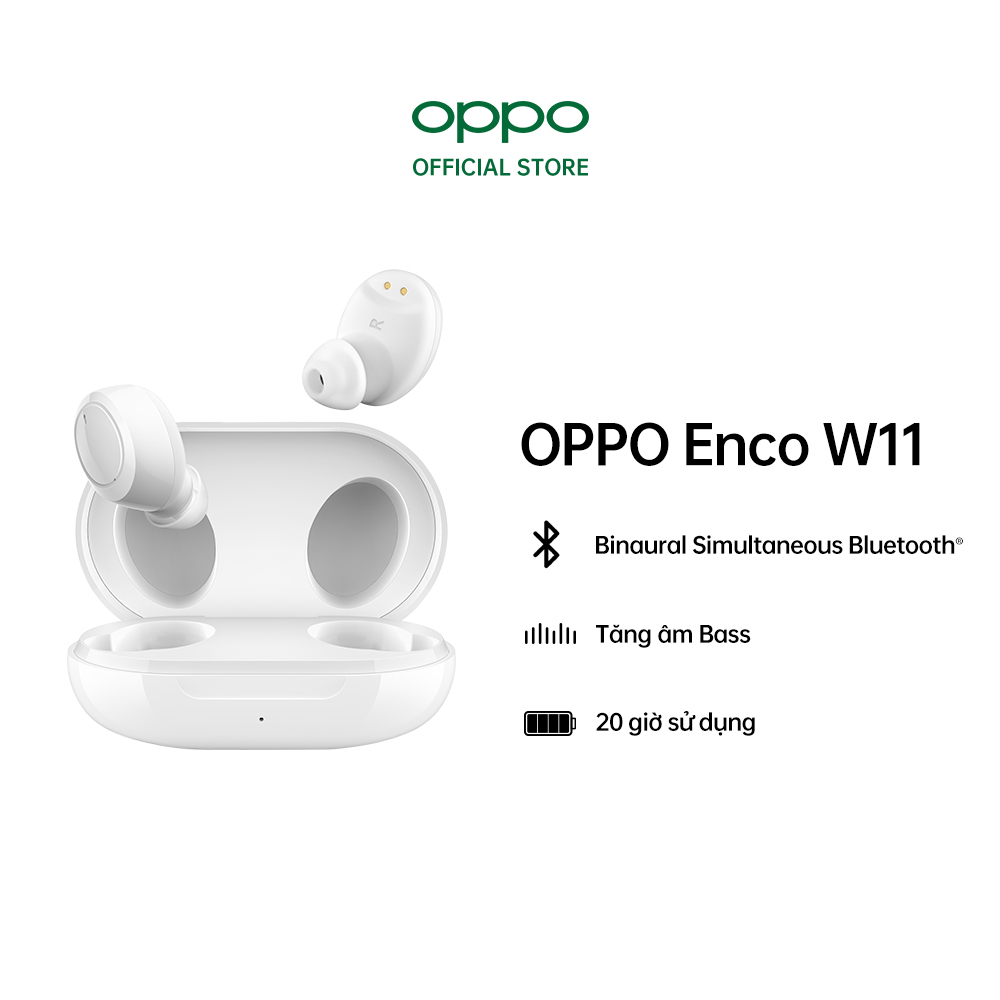 Tai nghe Không Dây True Wireless OPPO Enco W11 | Công Nghê Buletooth 5.0 | Tăng Âm Bass | Pin Lên Đến 20 Giờ | Chống Bụi IP55 Và Chống Nước | Hàng Chính Hãng