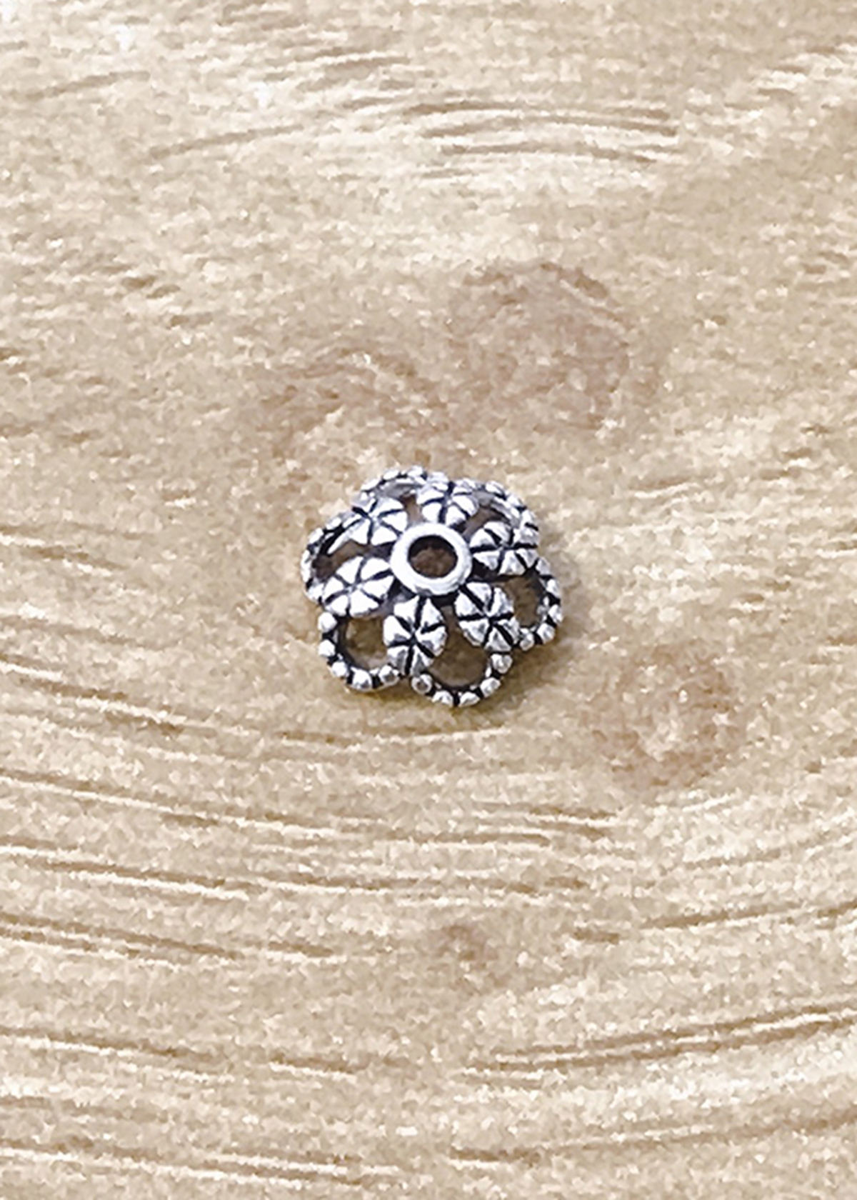 Combo 10 cái charm bạc chụp hạt, bọc hạt họa tiết hoa văn - Ngọc Quý Gemstones