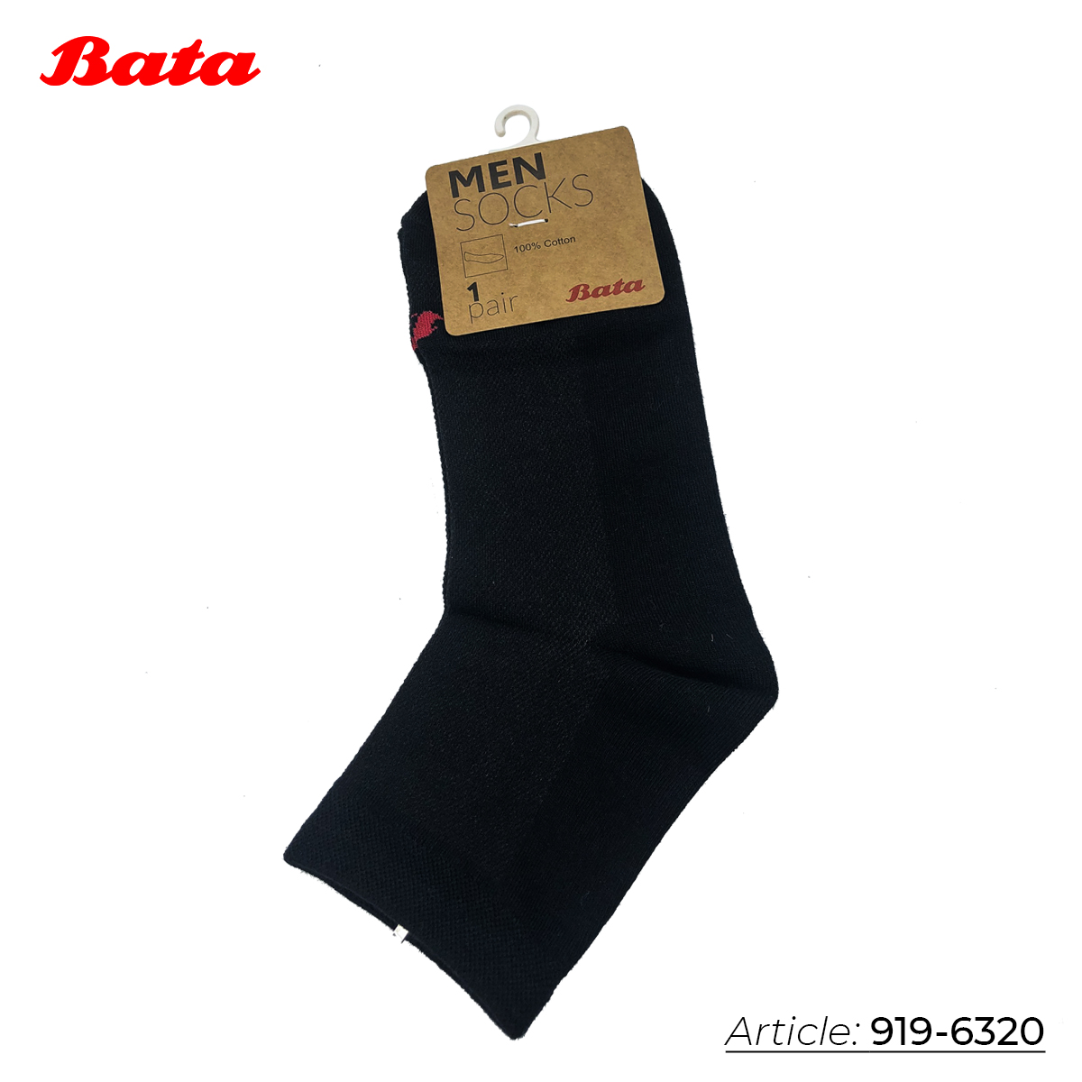 Tất cotton nam nữ Thương hiệu Bata Màu Đen 919-6320