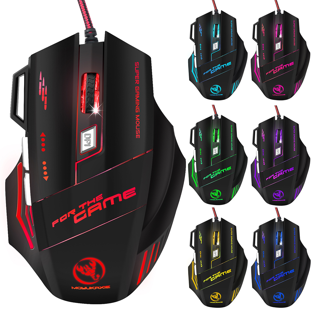 HXSJ S300 Ergonomic Wired Gaming Mouse Colorful Breathing Light Gaming Mouse with Adjustable DPI for High-end Players