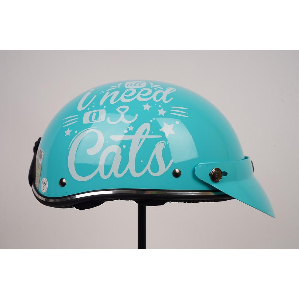 Mũ Bảo Hiểm 1/2 Đầu CHITA HELMETS CT6B1 Tem I need A Cat