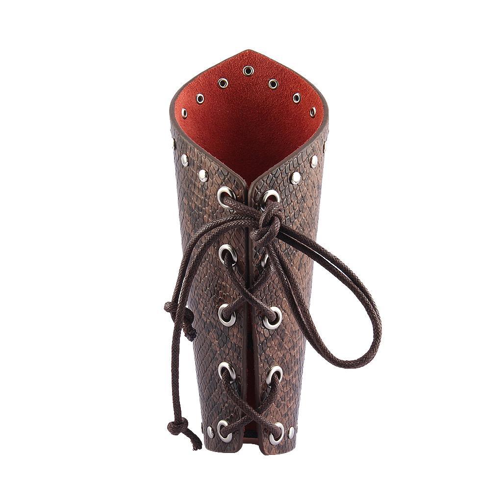 Punk Rock Gothic Leather Wrist Bracer Guards Arm Protector Wristband Black