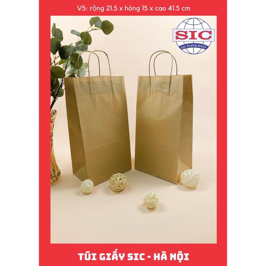 100 CHIẾC TÚI GIẤY KRAFT V5-21,5x15x41,5cm CÓ QUAI