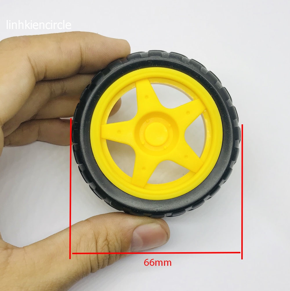 4 Bánh xe mini vỏ cao su 66mm dùng cho motor giảm tốc vàng - LK0010-4