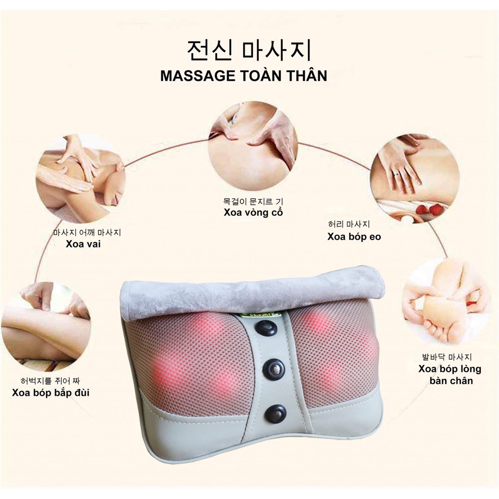 Gối Massage Cổ Vai Gáy Hồng Ngoại Đa Năng 20 Bi Cao Cấp, Bảo Hành 12 Tháng